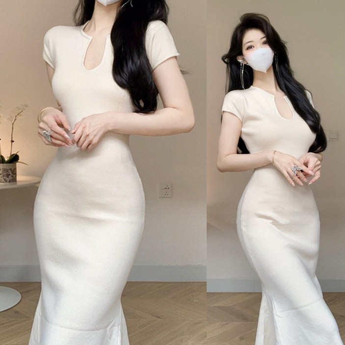 메이킹유 반팔원피스 슬림핏 니트원피스 무지 27471델로우원피스
