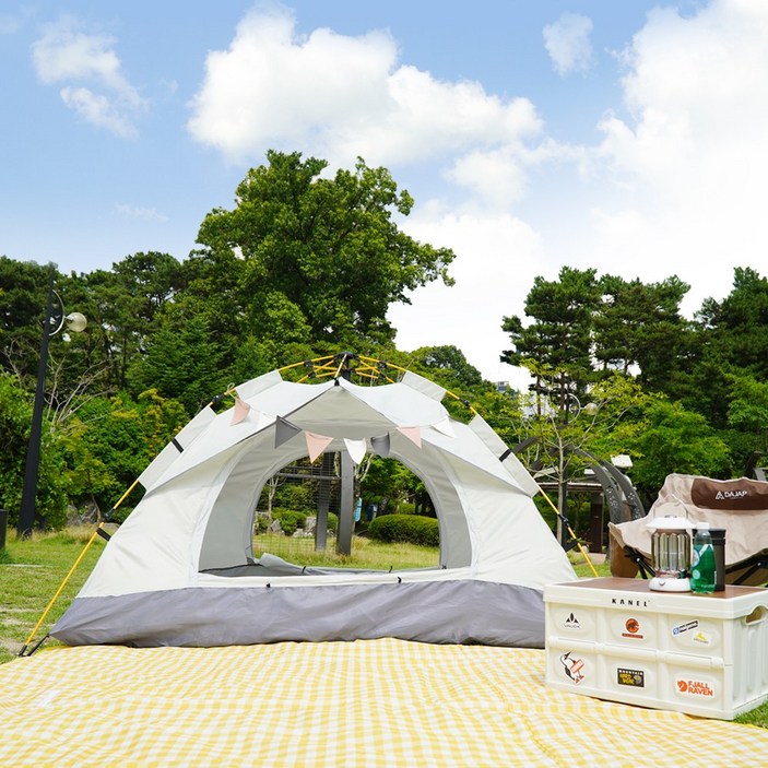 유니언 원터치 텐트 34인용 팝업 쉘터 나들이 피크닉 그늘막 10초텐트, 그린