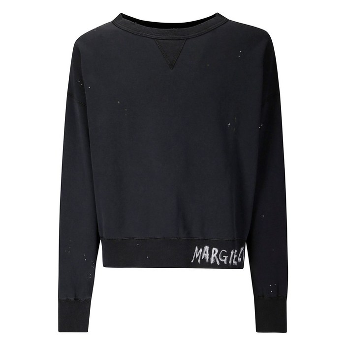 메종 마르지엘라 코튼 로고 프린트 스웨트셔츠