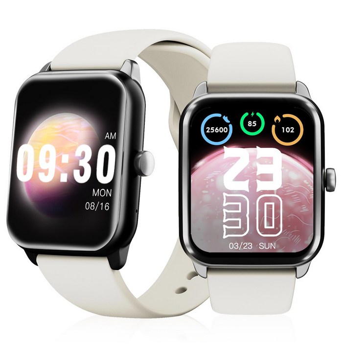 ebeiya 통화가능 스마트워치 대화면 운동측정 알림 확인 가능한, 블루투스, 4.65cm, 베이지