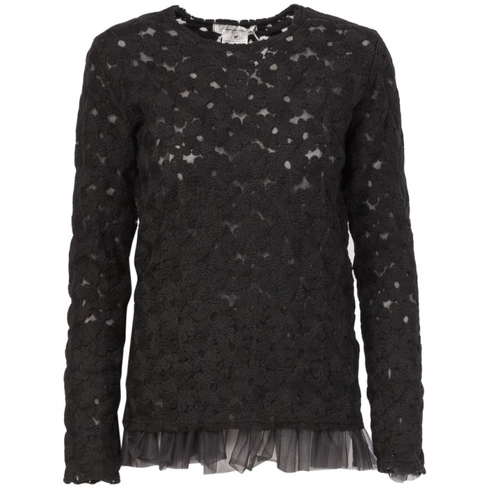 꼼데가르송 튤 레이어드 플라워 니트 스웨터