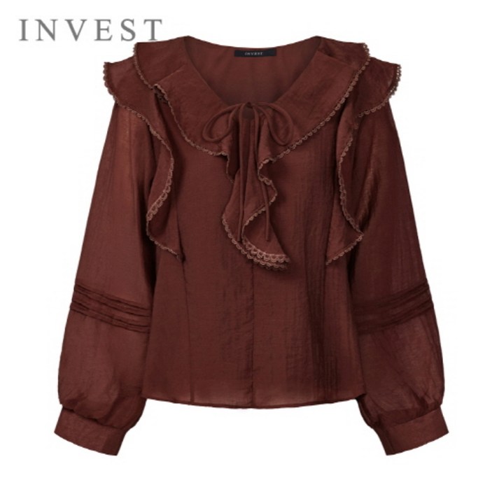 러플 포인트 리본 넥 블라우스_INI5F1BL5101