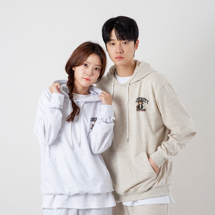 테디와 걷는 오후 후드티 티셔츠 색상 4종 캐주얼 오버핏 루즈핏 프린팅 빈티지 데일리 편한 커플티 남자 여자 남녀공용