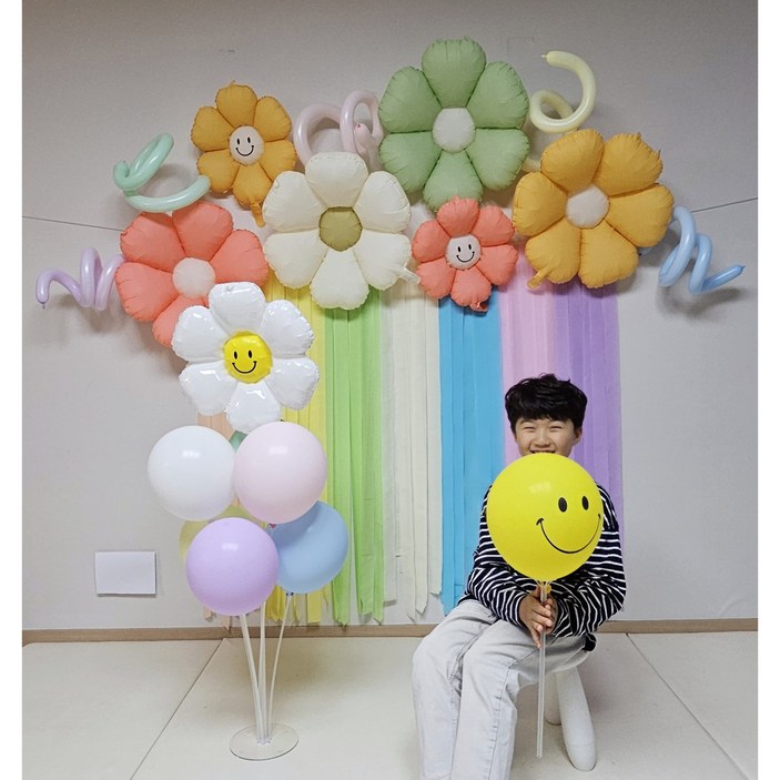 꽃풍선 파티스트리머 어린이날풍선 어린이집 학교 교회 포토존 장식 세트