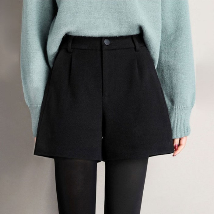 Bahn,2컬러 포포 여성 기모 반바지 슬렉스