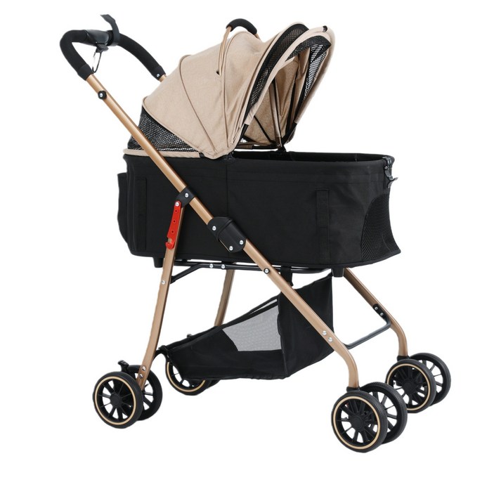 MILA&LOUIS 2025최신 강아지 유모차 애견유모차 원터치 퀵폴딩 강아지유모차 분리형 프리미엄 소중형견 접이식 개모차, 골드, 1개