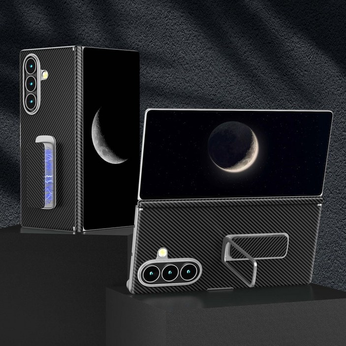 YINUO 갤럭시 Z 폴드 천연 가죽 슬림 그립 360도 각도 조절이 거치대 듀얼 중축 힌지 보호 후면 케이스