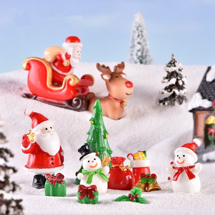 크리스마스 ﻿미니어처 사슴 펭귄 눈사람 산타 썰매 인형 장식 인테리어 소품, 촛불
