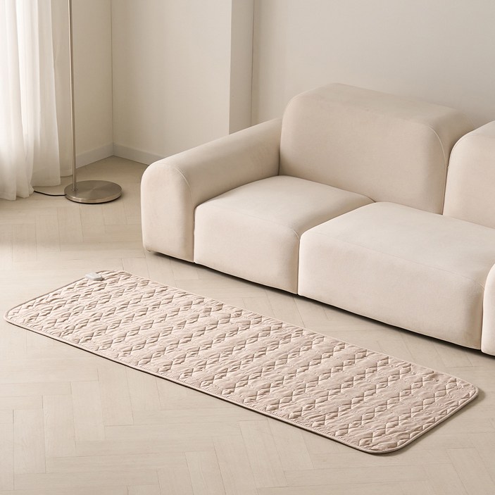 Gompyo 촉감좋은 워셔블 무자계 안심 탄소매트 퓨어베이지 미니싱글 67.5x180cm전기요 전기장판 전기매트