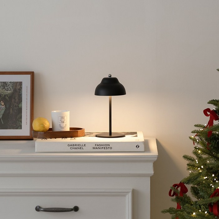 미니엔 마롱 LED 무선 테이블 램프 인테리어 조명 무드등 수면등 취침등, 모던 블랙