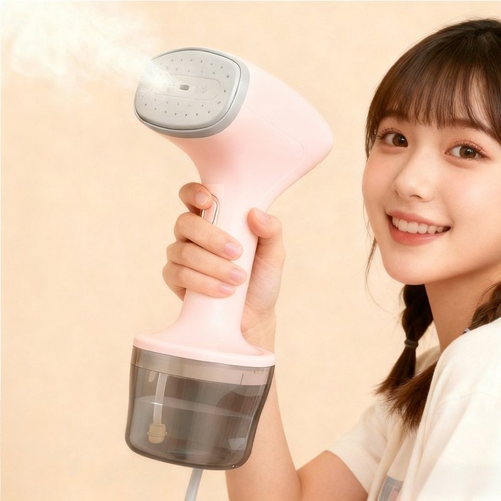 Oyoson 핸디형 스탠드 스팀 다리미, 핑크