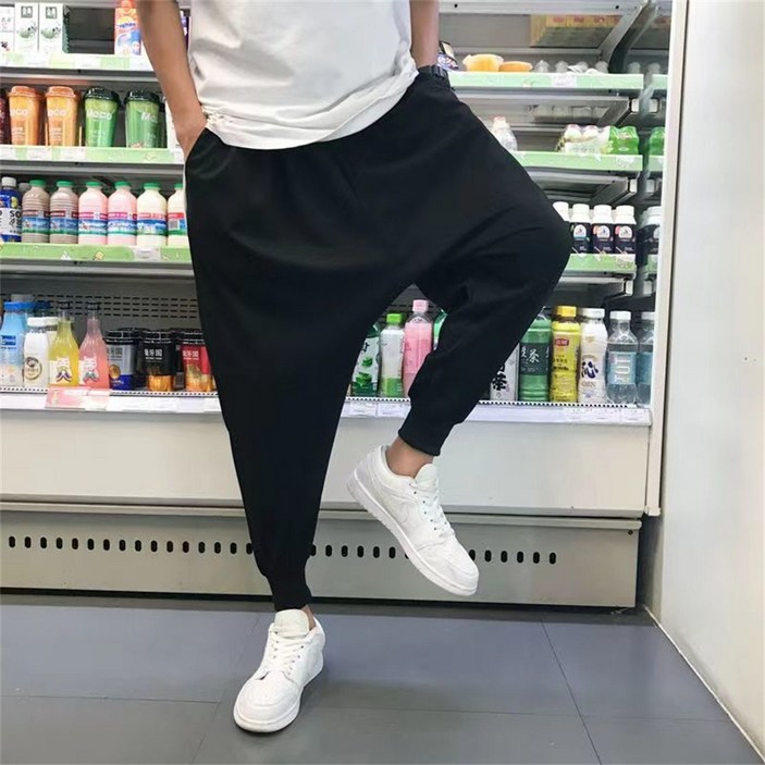 besteffie 남성바지 루즈핏 배기팬츠 허리 밴딩 스트라이프 고무줄 똥싼바지 패션 빅사이즈 남자바지 C58