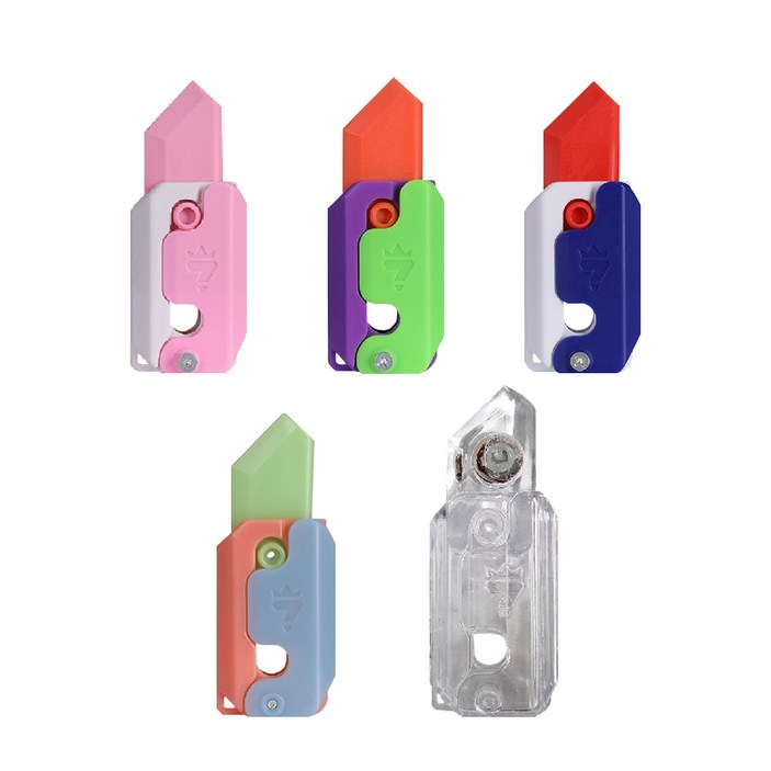 어프리비 틱톡 장난감 칼 피젯 스피너 토이나이프 3D 당근칼 5종 세트, 분홍+파랑+녹색+형광+투명LED