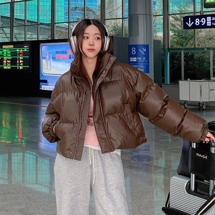 워너비뮤즈   진짜강추 1만장돌파 레더 크롭 패딩 가죽 점퍼