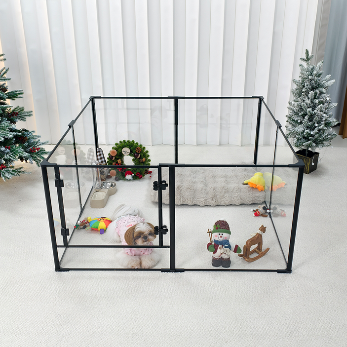 Bingopaw 강아지 울타리 투명 울타리 펜스 아크릴 놀이 울타리 안전문 펜스 튼튼한 알루미늄 합금