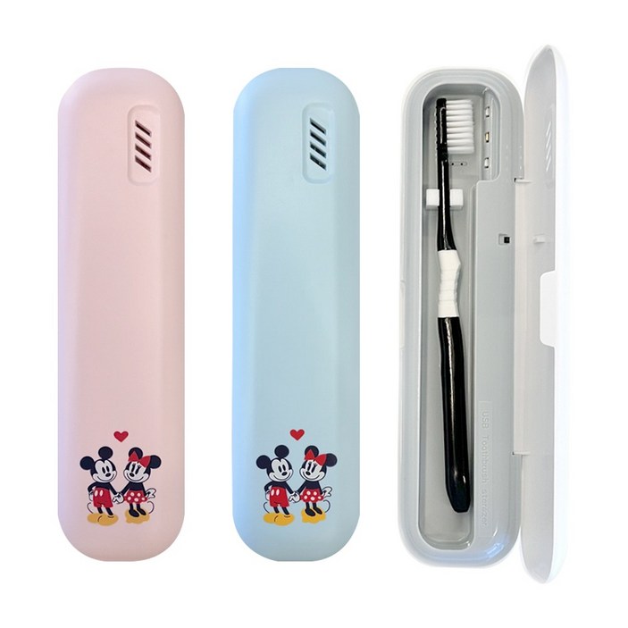 디즈니 캐릭터 휴대용 무선 UV-C 칫솔 살균기, 화이트