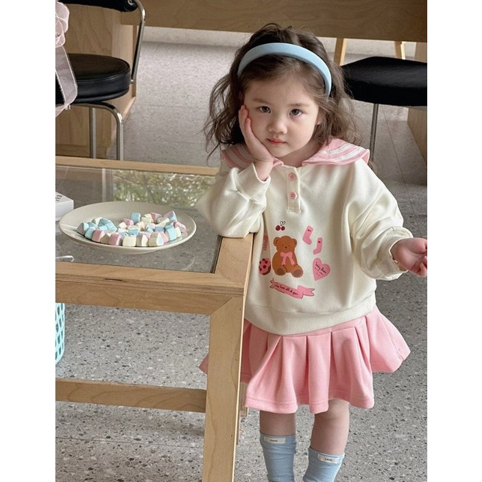 슈가푸딩 키즈 핑크리본곰치마세트 여아상하세트 아동상하세트 여아상하복 여아가을옷 여아치마세트 아동스커트세트 여아스커트세트 여아하객룩 아동결혼식