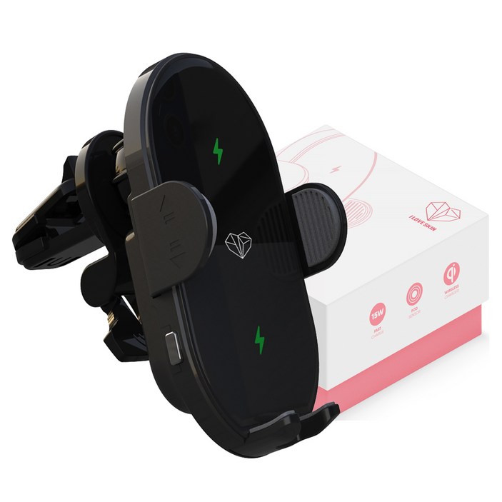 차량용 고속 무선충전 거치대 CR1 15W 듀얼코일 갤럭시 Z플립7 6 5 아이폰16 15