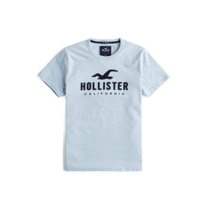 HOLLISTER 남성 반팔 자수로고 라운드넥 캐주얼 티셔츠
