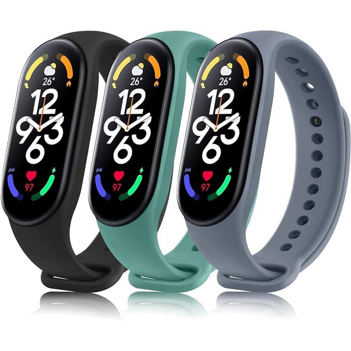 샤오미 미 밴드 7 / Amazfit Band 5와 호환되는 방수 밴드 3팩, Mi band 7 / Mi Band 6 / Mi Band 5 / Amazfit Band 5용 클래식