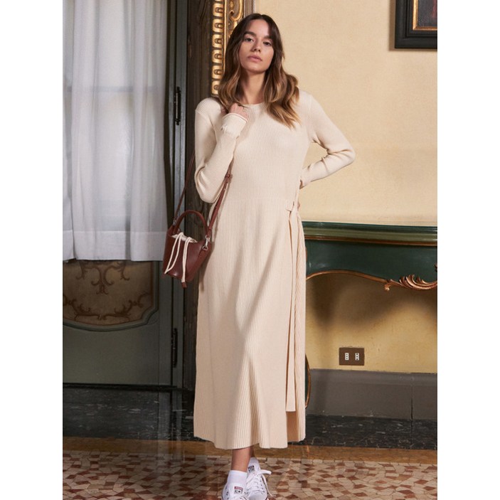 ADAUL Belted golgi dress  cream
