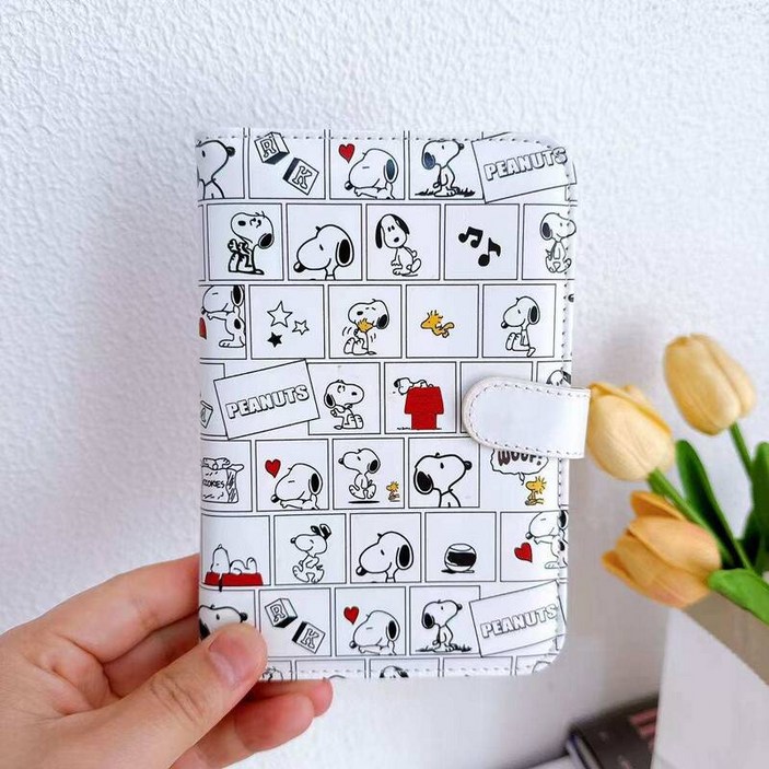 스누피 PU 가죽 스트랩 여권 가방 홀더 보호 케이스 해외 여행 지갑 카드 보관 티켓 고퀄리티 BE2700083