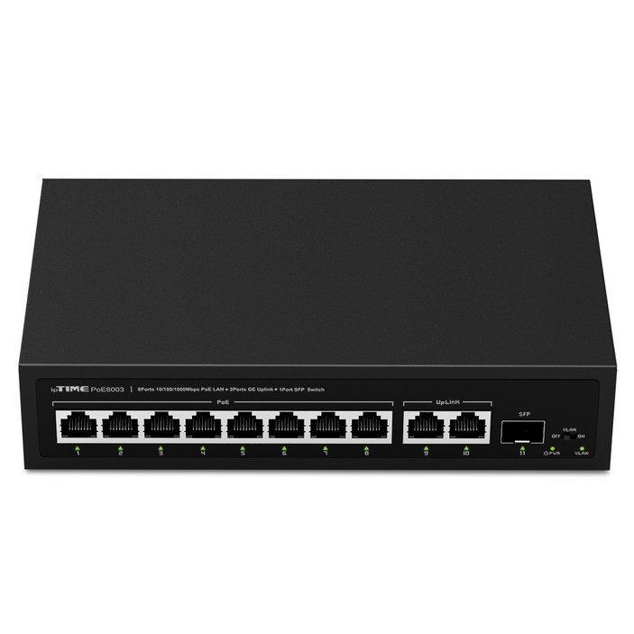 ipTIME PoE8003 8포트 PoE 스위칭허브+2UTP 1SFP 1000Mbps, 1, PoE8003