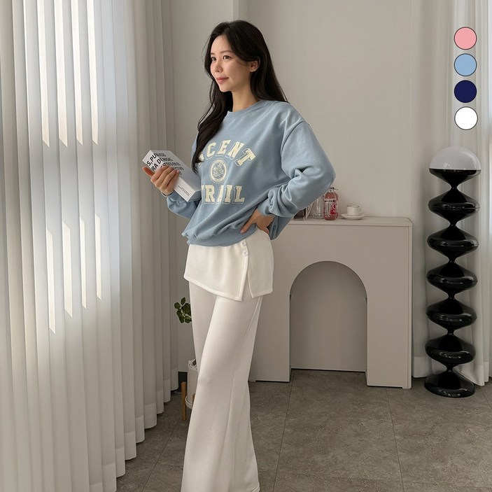 디테일웨어 여성 센트 맨투맨 티셔츠 심플 레터링 간절기 스웻셔츠 귀여운 데일리 루즈핏 긴팔 맨투맨