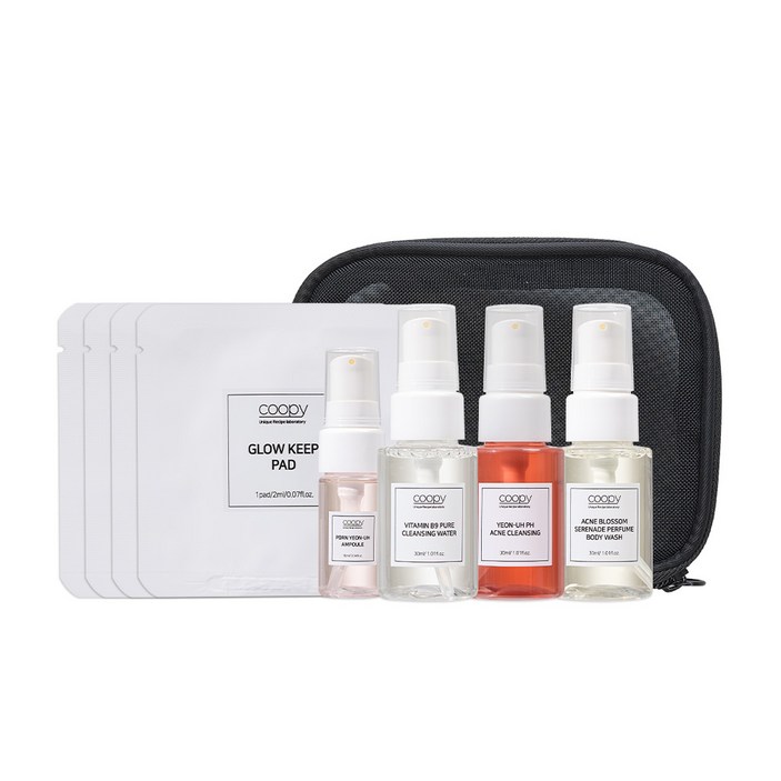 쿠피 5종 여행 트래블 키트 세트 + 메쉬 파우치, 1세트