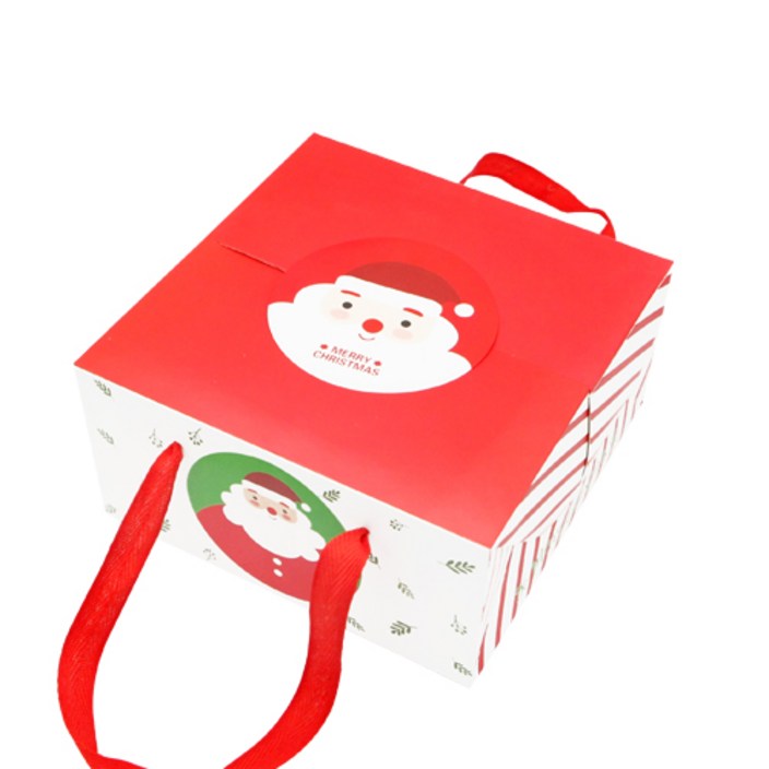 도나앤데코 크리스마스 레드 스퀘어 핸들 선물박스 3p + 끈 6p + 산타얼굴 스티커 3p