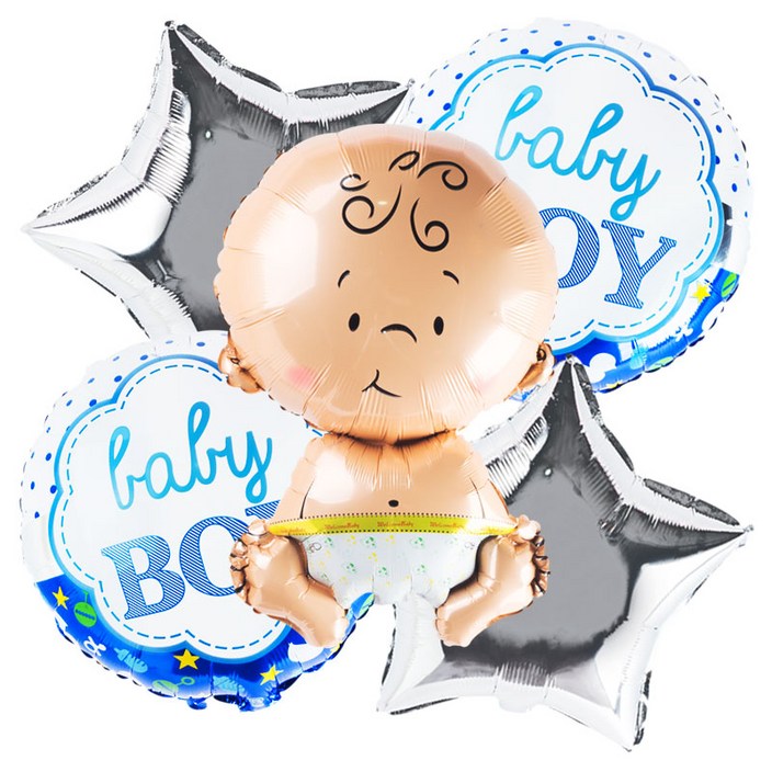 파티팡 원팩 생일은박풍선 웰컴베이비 보이 부케 5p 세트