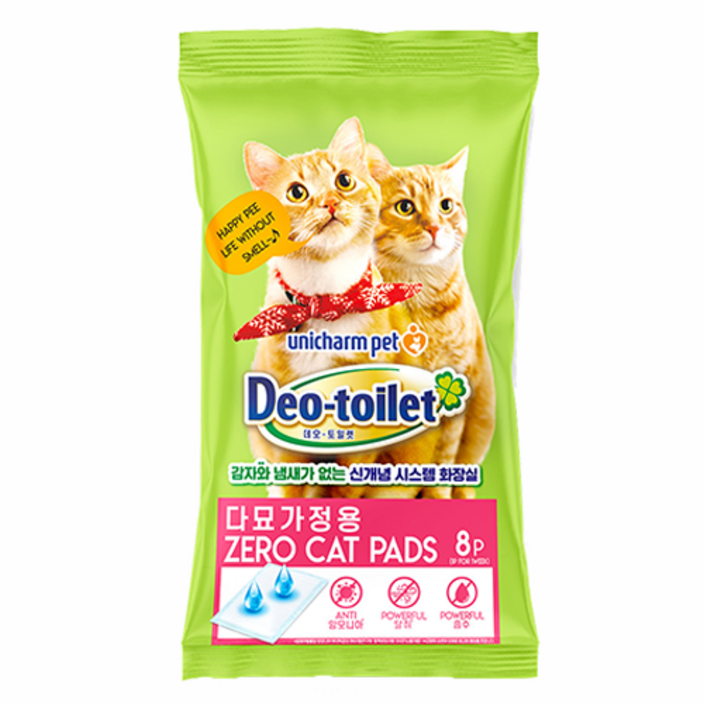유니참 데오토일렛 감자  냄새 Zero 고양이 패드 다묘용 8p
