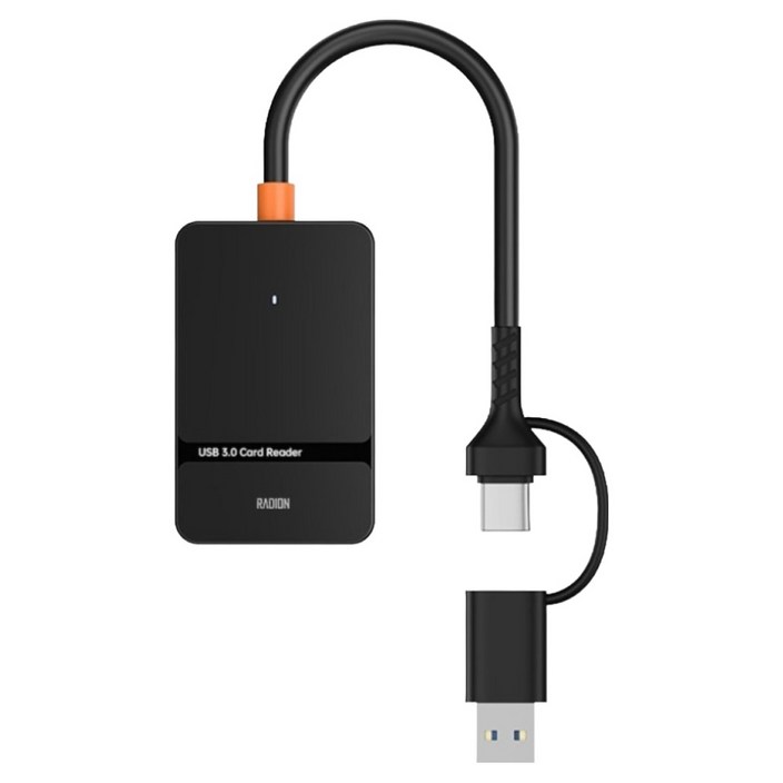 라온디지털 라디온 6in2 USB 3.0 Type-C USB-A SD TF 메모리스틱듀오 CF카드 멀티 카드리더기 허브, 블랙, 1개, RUH-420CA