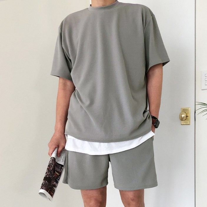 남성세트 가비진 남성용 리버플 반팔 티셔츠 + 반바지 세트 K30+K31