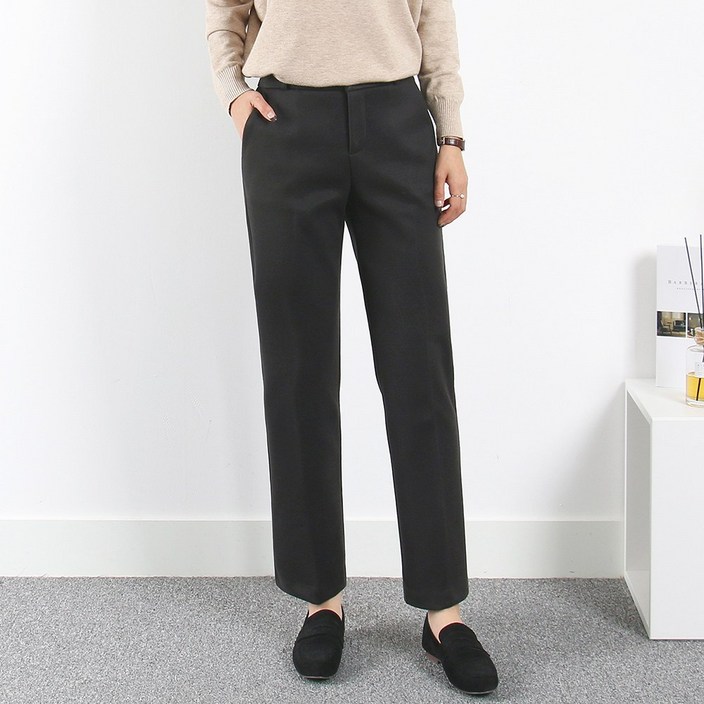 여성 겨울 기모바지 빅사이즈 뒷밴딩일반 선택 멜로이 기모팬츠 슬랙스