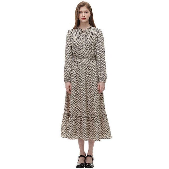 플라스틱아일랜드 네크프릴 프린트 원피스 PQ1WO203