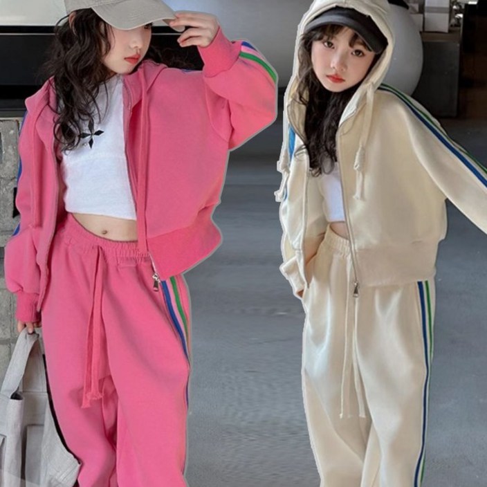 앙디 JF상하복 컬러라인후디 JF008   집업후드점퍼츄리닝바지주니어 초등학생 중학생 초딩중딩 아동복 의류 여아용 봄 가을 상하세트