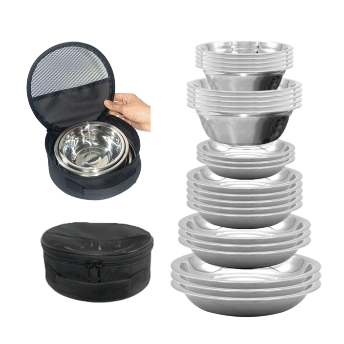 한정수량특가 시샘 스텐 캠핑 식기세트 가방포함 17p  25p