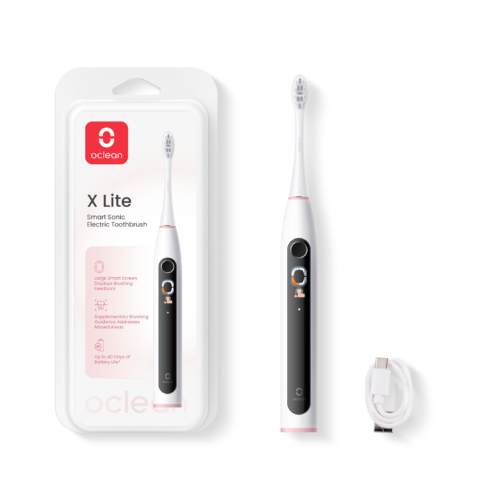 오클린 Oclean 음파 전동칫솔 X Lite 칫솔질 리포트 초미세칫솔모 스마트 스크린 분당72000회, 1개, 그레이, X lite