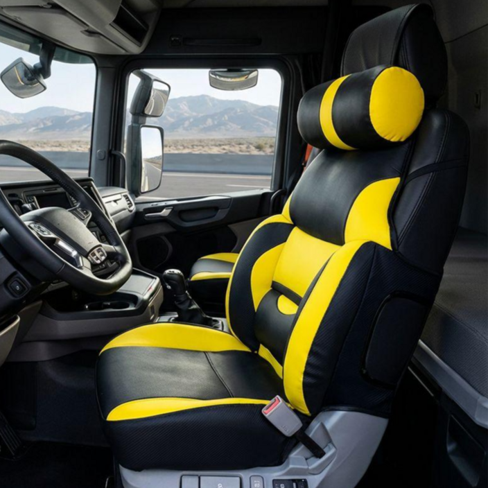 대형화물차 트럭 운전석 리무진 시트커버 1P  현대 엑시언트,타타대우 맥쎈,프리마,노부스,메가트럭,MAN, 볼보FM, 벤츠유로, 이마이티, 포터2 화물차 전차종호환, 1개, 옐로우블랙