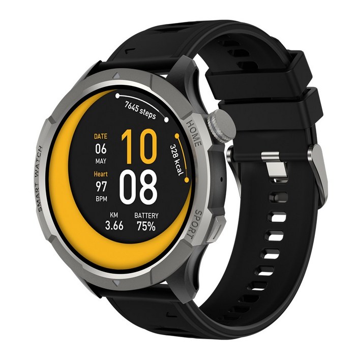 Wapik 블루투스 통화 스마트워치 ST10 1.43인치 아몰레드 고화질 SOS통화 AI운동인식, GPS + 블루투스, 3.6cm, 실버