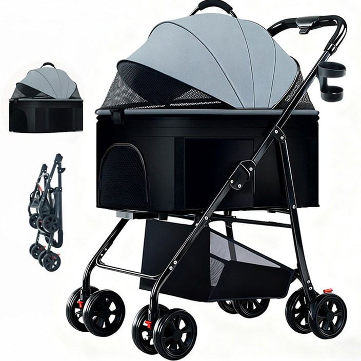 포조이 PawJoy 강아지 유모차 접이식 탈부착 대형 강아지고양이 유모차