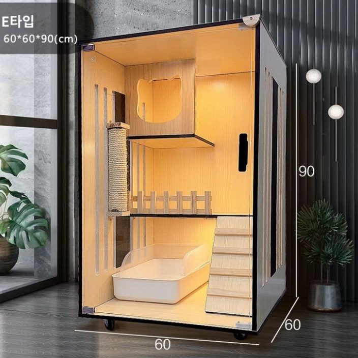 원목 고양이 호텔 숨숨집 대형 하우스 캣타워 반려묘 케이지 빌라 놀이터