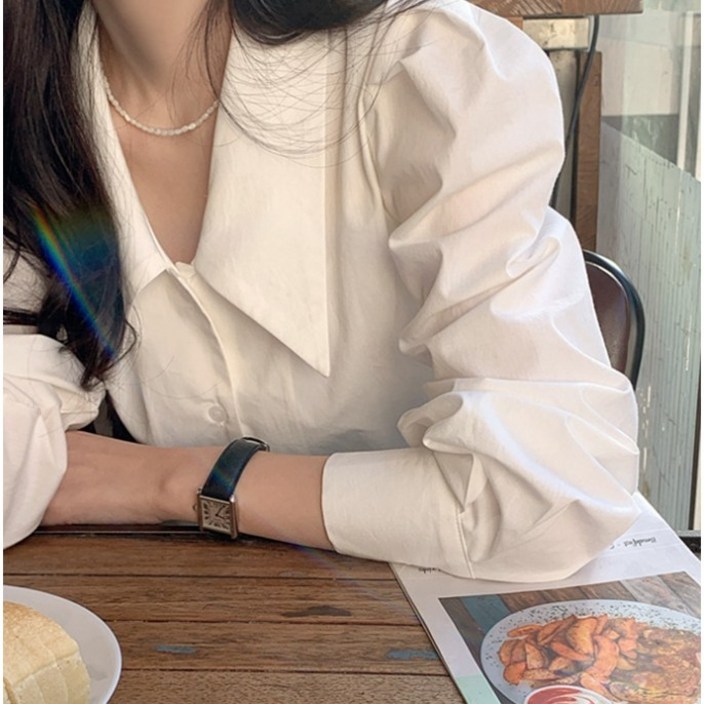 여성 퍼프 숄더 카라 블라우스 벌룬 소매 화이트 셔츠 하객룩 오피스룩 출근룩 빅사이즈까지 봄브라우스 여성 퍼프 숄더 카라 블라우스 벌룬 소매 화이트 셔츠 하객룩 오피스룩 출근룩 빅사이즈까지 봄브라우스