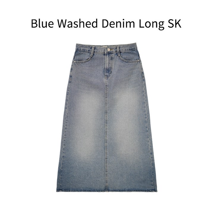 블루 워싱 데님 롱 스커트 청치마 워싱치마 데님치마 연청 중청 롱치마 A라인 스커트 데일리룩 NOSY 노지