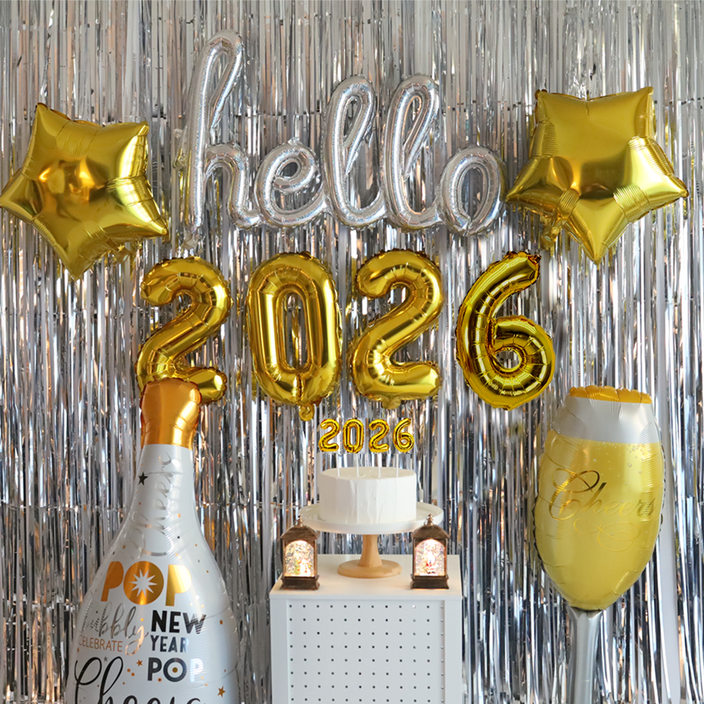 새해 신년 파티 풍선 세트 연말 송년 테마 꾸미기, 6.신년파티커튼세트