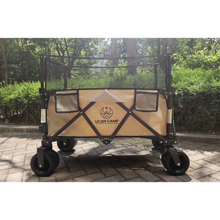 유캔캠프 자이언트 캠핑웨건 3타입 상판테이블 메쉬왜건 백쉘프 광폭타이어 풀세트