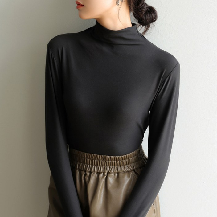 바바 여성 피치기모 반목 폴라 긴팔티셔츠