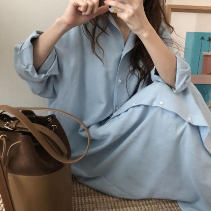 나라라오리 간절기 롱 셔츠 남방 여성 롱원피스