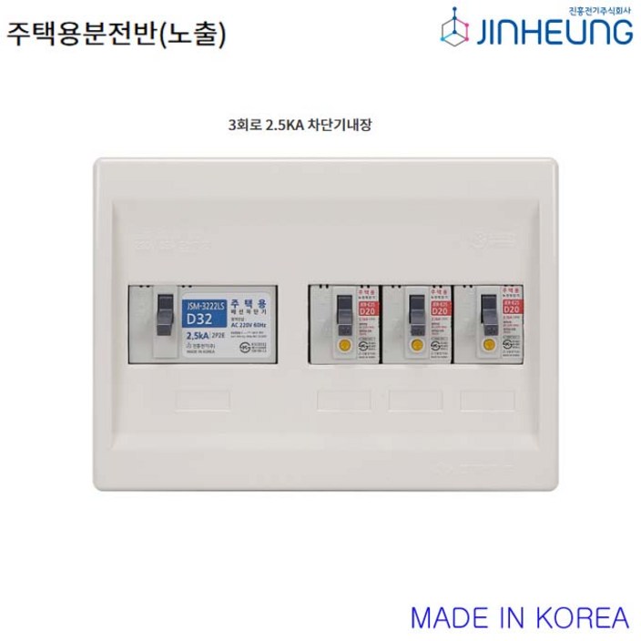 진흥전기 주택용 매입분전함 커버 3회로